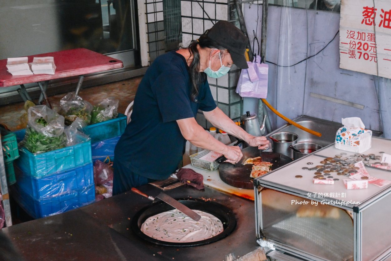 長髮阿伯蔥油餅｜中原夜市人氣排隊美食20元蔥油餅(外帶) @女子的休假計劃