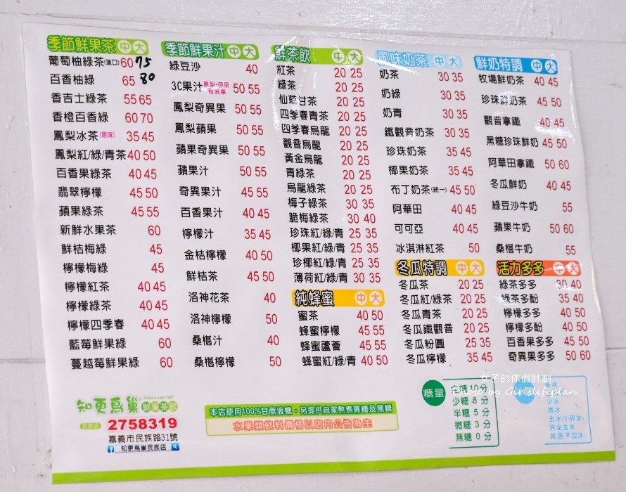 知更鳥巢鮮果茶飲｜在地人氣超夯葡萄柚綠茶(菜單) @女子的休假計劃