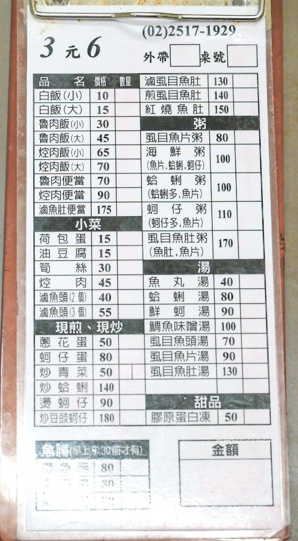 3元6虱目魚｜運將司機愛店也是500碗美食之一(菜單) @女子的休假計劃