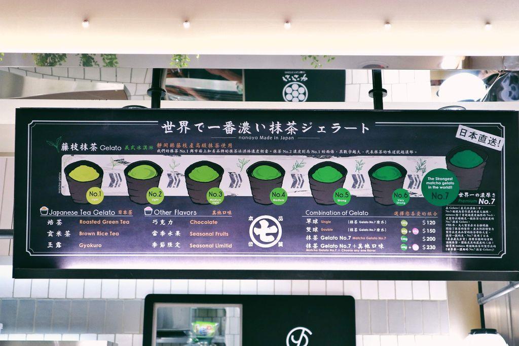 【台北微風南山美食】JAPAN RAIL CAFE藤枝抹茶冰淇淋來自日本16種口味＄599吃到飽，世界最濃抹茶冰/丸七製茶ななや冰淇淋/菜單 @女子的休假計劃