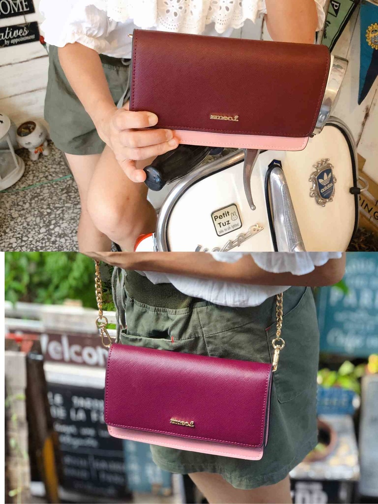 【時尚穿搭】Zmec.F. 冰淇淋雙色手機皮夾包(六色) /時尚實用多功能手拿包小包推薦 @女子的休假計劃